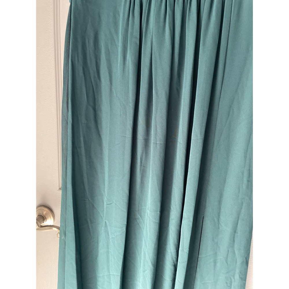 Adrianna Papell Womens One Shoulder Chiffon Gown Dress, Hunter, 12 US - Picture 2 of 6